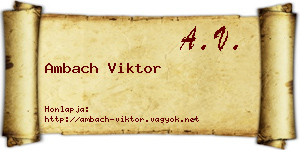 Ambach Viktor névjegykártya